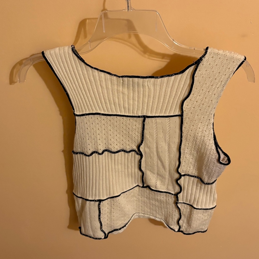 Gilded Intent Patchwork Black & White Tank Top - image 4